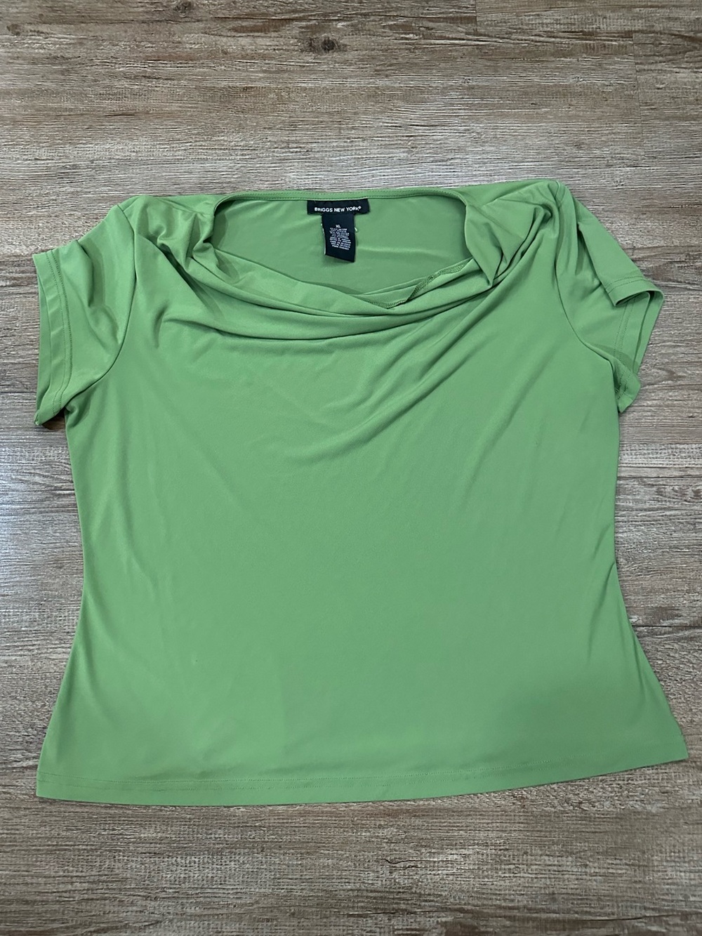 Vintage Green Cowl Neck Short Sleeve Top